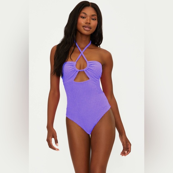 Beach Riot Phoenix One Piece Ultra Violet Terry, Size Medium, $168 - Picture 1 of 4